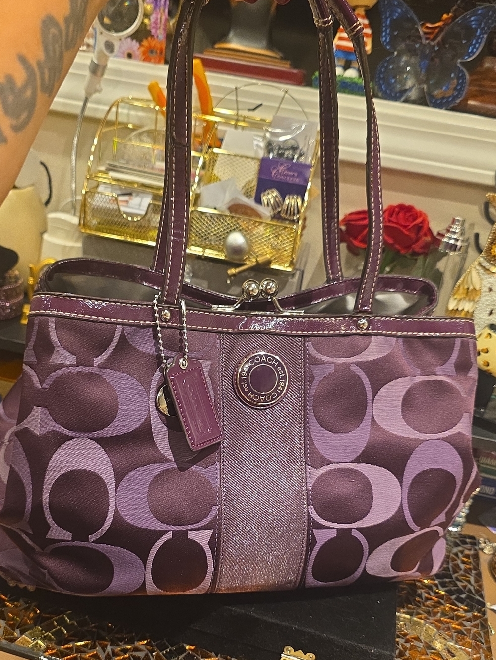 Coach Purple Signature Tote Bag